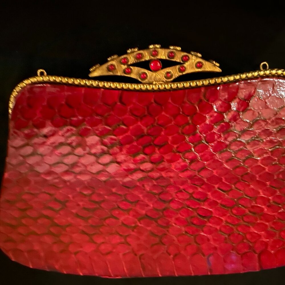 Jacomo Antique Red Lizard Evening Bag